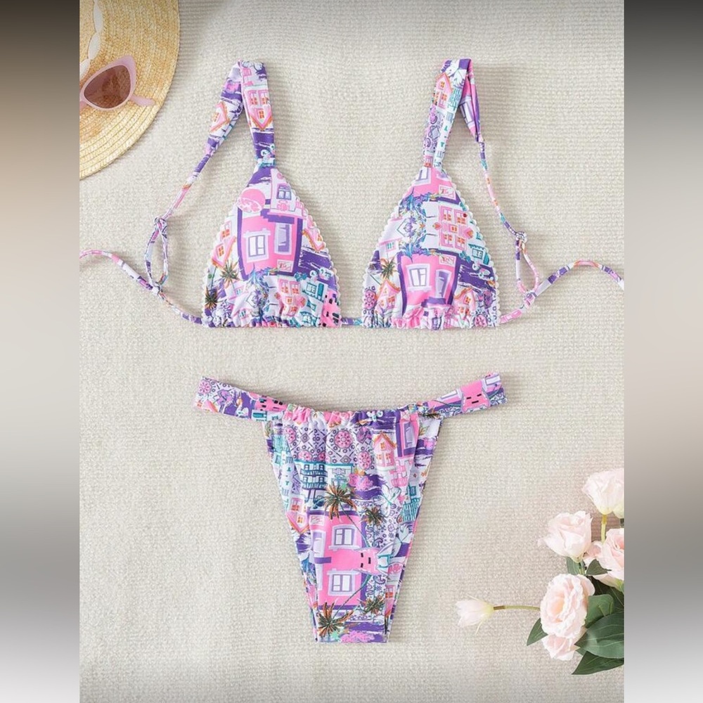 Colorful Patterned Bikini Set